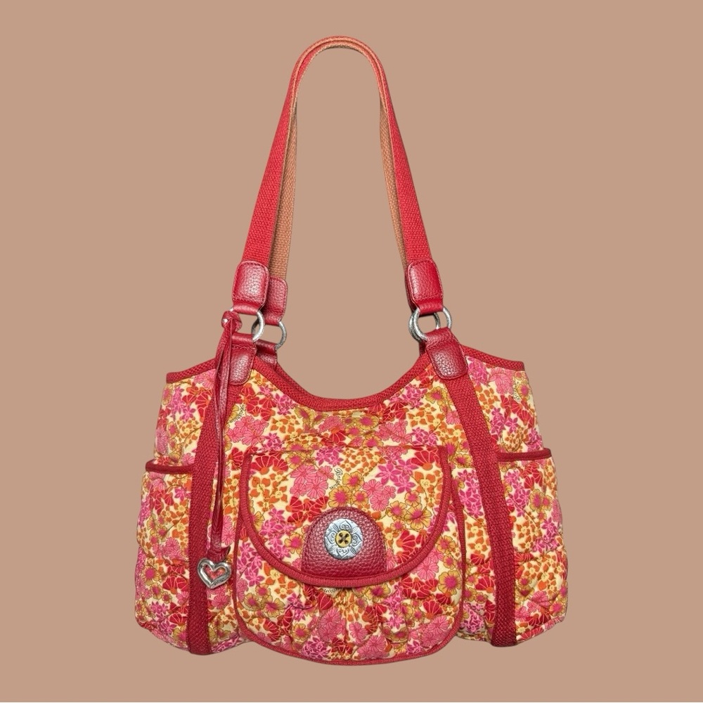 **SOLD**Brighton Vintage Floral Print Heart-Quilted Dual Strap Tote Dust Bag - Picture 13 of 13